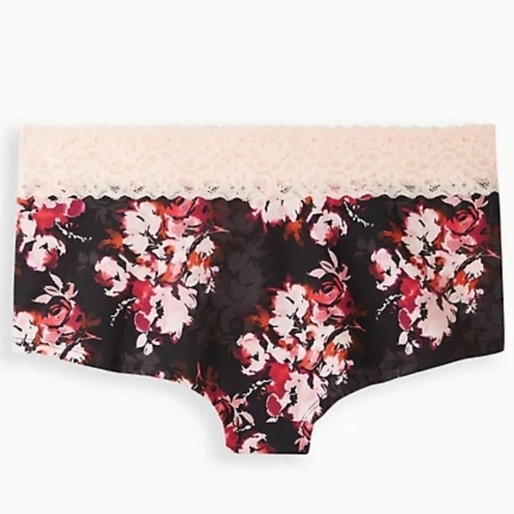 TORRID Wide Lace Trim Cotton Veronica Floral Boyshort Panty NEW Size 2X - Picture 2 of 9